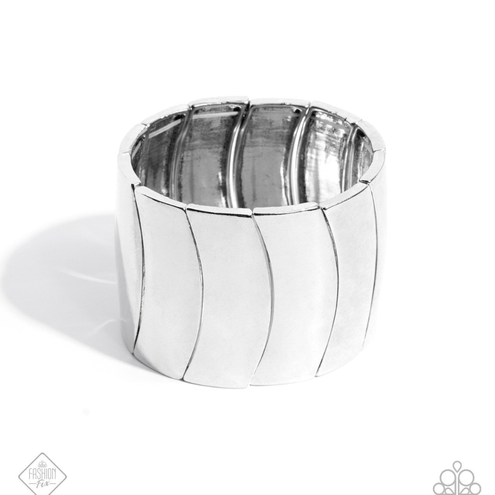 Silver Wide Band Bracelet Crusading Celebrity Stretchy Fashion Jewelry